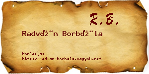 Radván Borbála névjegykártya